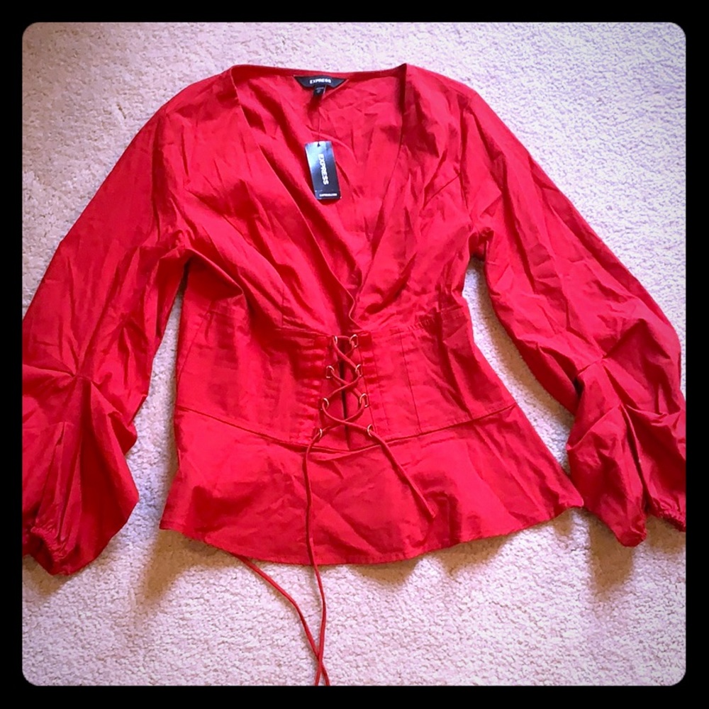Express Red lace up top size XS NWT